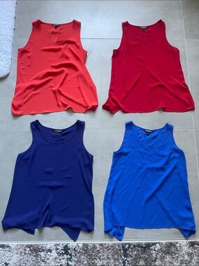 4 Express Sleeveless Twist-Back Tank Top - Red, Orange, Royal Blue, Periwinkle!